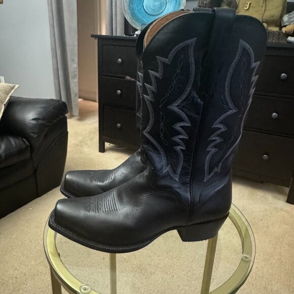 EL Dorado Handmade Vanquished Calf Boots Square Toe Sz 11 1/2 EW Black Leather - Picture 3 of 11